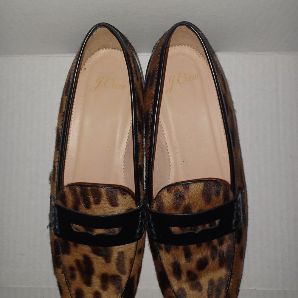 J.CREW ACADEMY LOAFERS IN LEOPARD CALF HAIR SIZE 7.5 - Picture 13 of 16